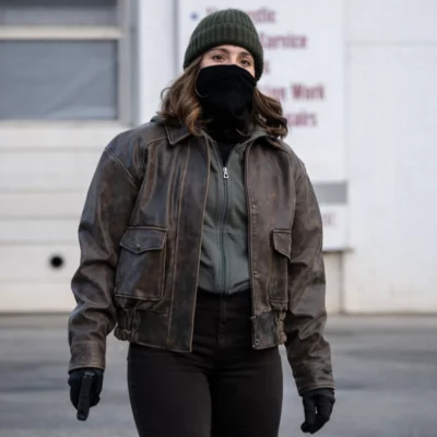 FBI S08 Eva Ramos Brown Leather Jacket front view