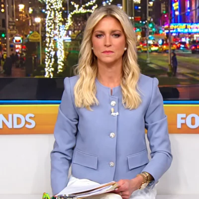 Fox and Friends Ainsley Earhardt Blue Cropped Jacket
