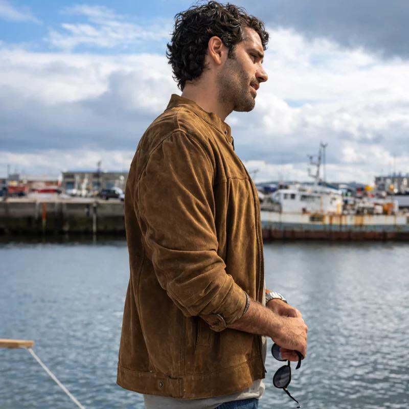 Gangs Of Galicia S02 Daniel Tamar Novas Brown Jacket