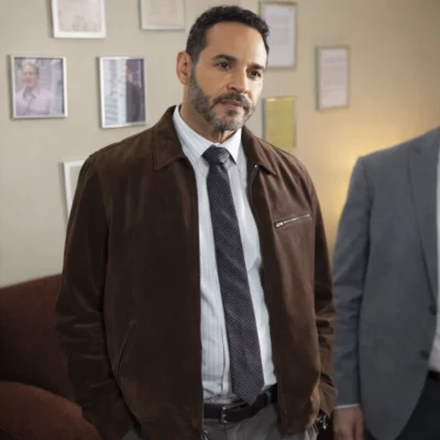 High Potential S02 Daniel Sunjata Suede Leather Jacket front view