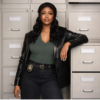High Potential S02 Daphne Forrester Black Leather Blazer