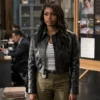 High Potential S02 Daphne Forrester Black Leather Jacket front view