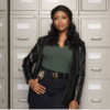 High Potential S02 Forrester Javicia Leslie Black Leather Blazer