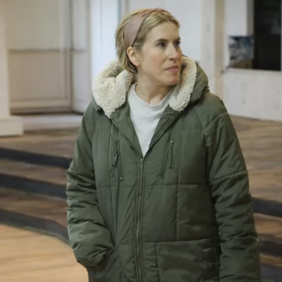 Home Town S10 Host Erin Napier Green Coat front view