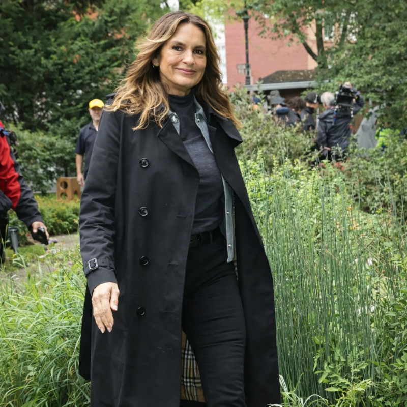 Law and S27 Mariska Hargitay Black Trench Coat