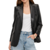 Margoâ€™s Got Money Troubles Shayanne Millet Black Leather Blazer model style