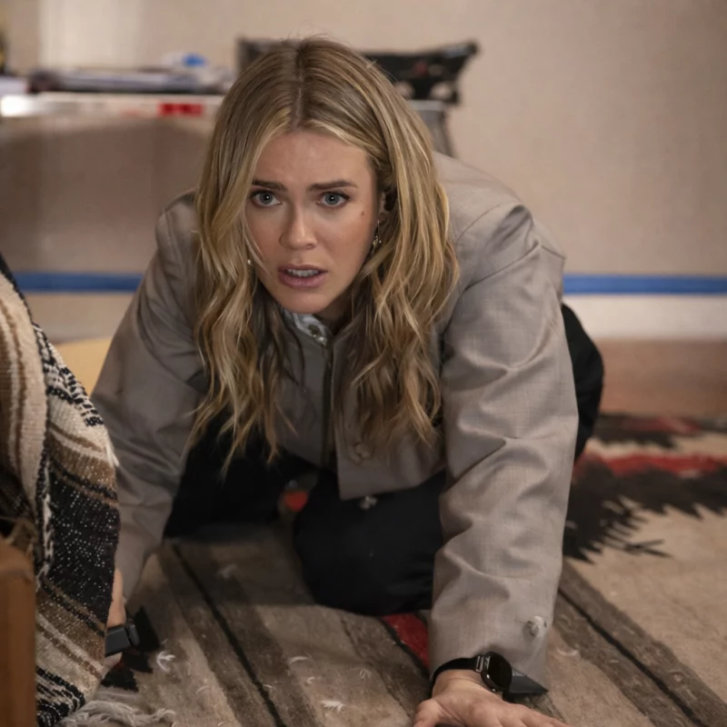 Melissa Roxburgh The Hunting Party S02 Rebecca Henderson Grey Jacket