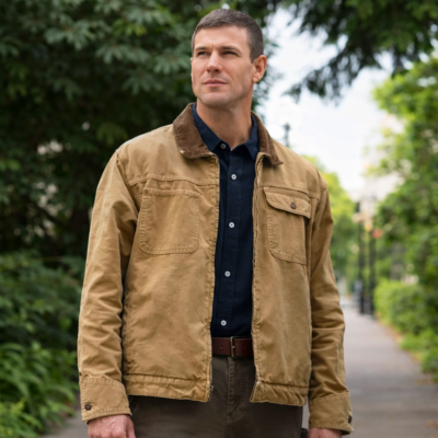 NCIS Origins S02 Austin Stowell Brown Jacket front view