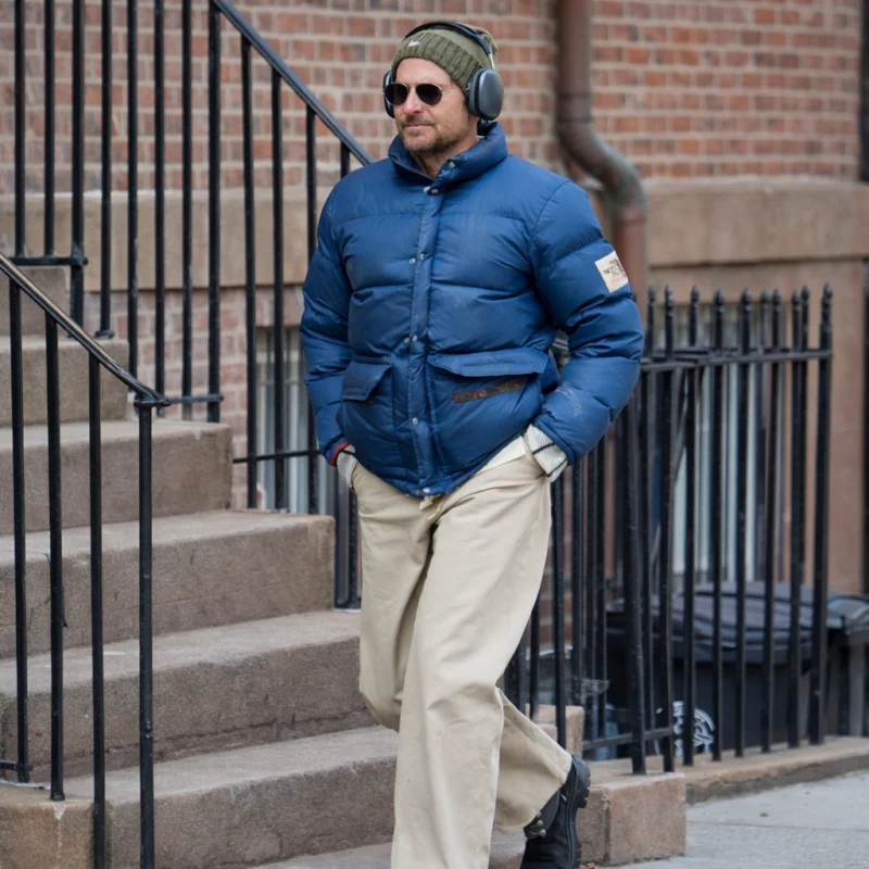 NYC 2026 Bradley Cooper Blue Puffer Jacket