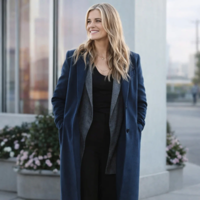 The Hunting Party S02 Melissa Roxburgh Blue Wool Coat