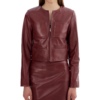 The Rookie S08 Mekia Cox Maroon Leather Jacket model style