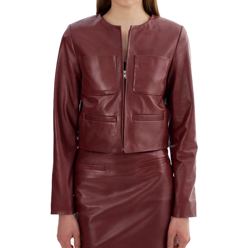 The Rookie S08 Mekia Cox Maroon Leather Jacket model style