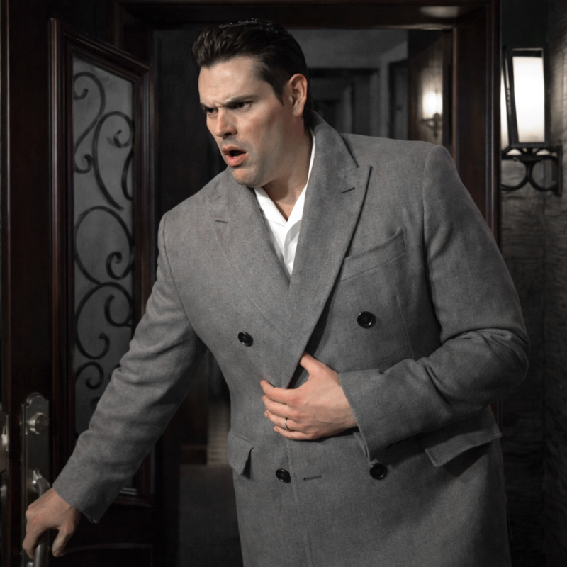 The Young And The Restless Adam Newman Mark Grossman Grey Trench Wool Coat