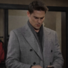 The Young And The S53 Adam Newman Mark Grossman Grey Trench Wool Coat