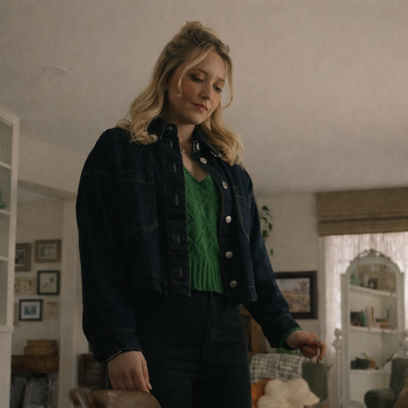 A Season to Blossom Emily Tennant Denim Coat outfit look