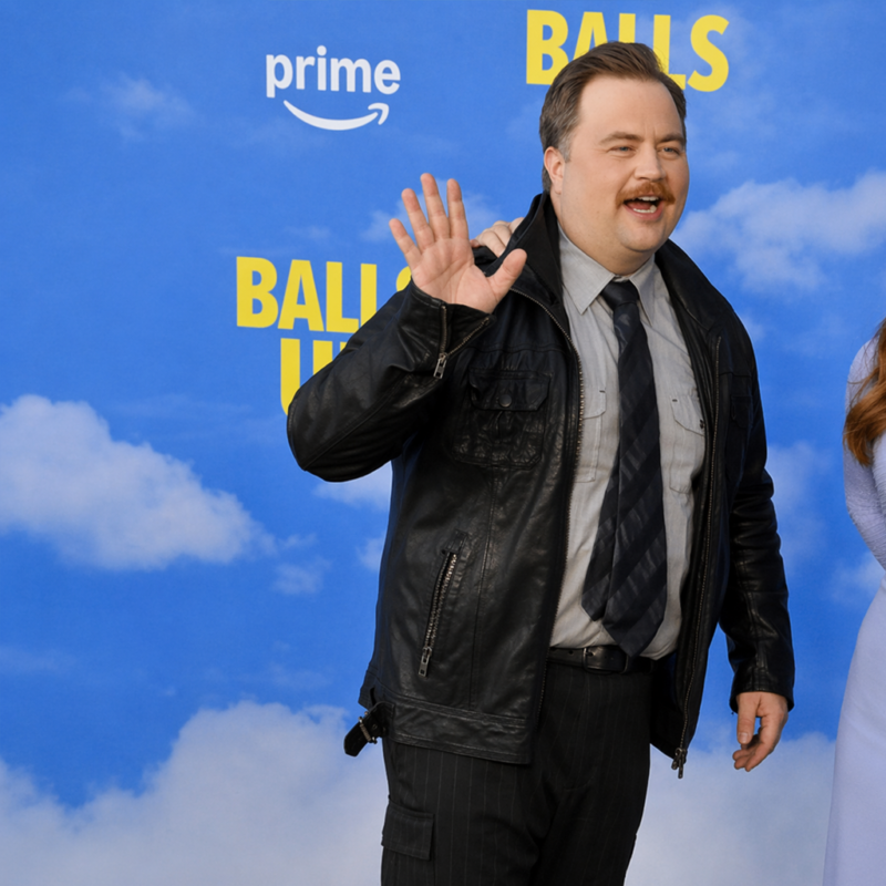 Balls Up Premiere Paul Walter Hauser Jacket outfit look