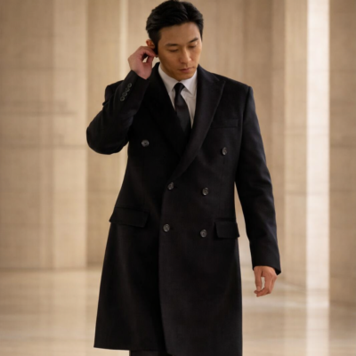 Climax Bang Tae Seop Black Coat front view