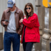NYC Dakota Johnson Red Jacket outfit look