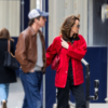 NYC Dakota Johnson Red Jacket street style