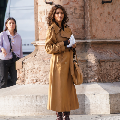 Fleur Halle Berry Brown Coat front view