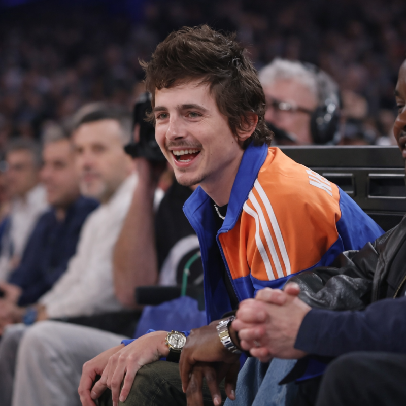 Hawks Vs Knicks TimothÃ©e Chalamet Jacket street style