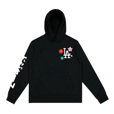LA Dodgers Floral Black Hoodie front view