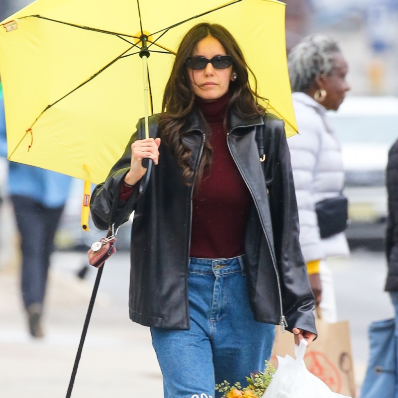 NYC Nina Dobrev Black Jacket outfit look