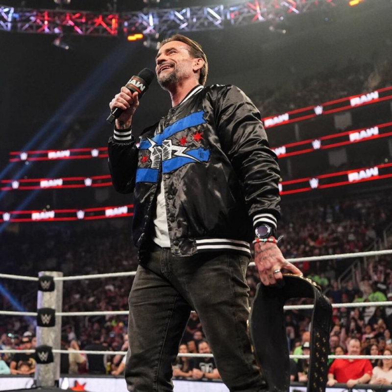 RAW 2026 CM Punk Bomber Jacket outfit look