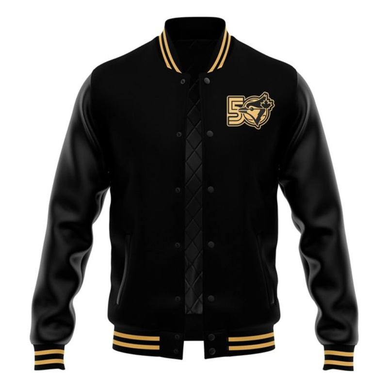 Roots Blue Jays 50th Anniversary Black Jacket model style