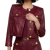 The Five S16 Host Kayleigh McEnany Maroon Jacket outfit look