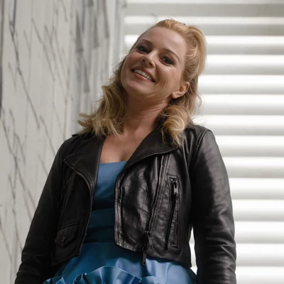 The Miniature Wife Elizabeth Banks Cropped Jacket front view