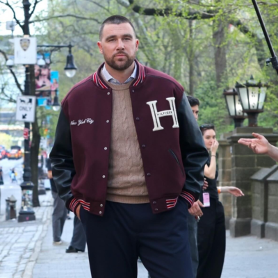 Travis kelce Sports Varsity Jacket front view