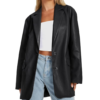XO Kitty S03 Kitty Black Leather Blazer model style