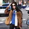 NYC 2026 Zoe Kravitz Brown Jacket front view