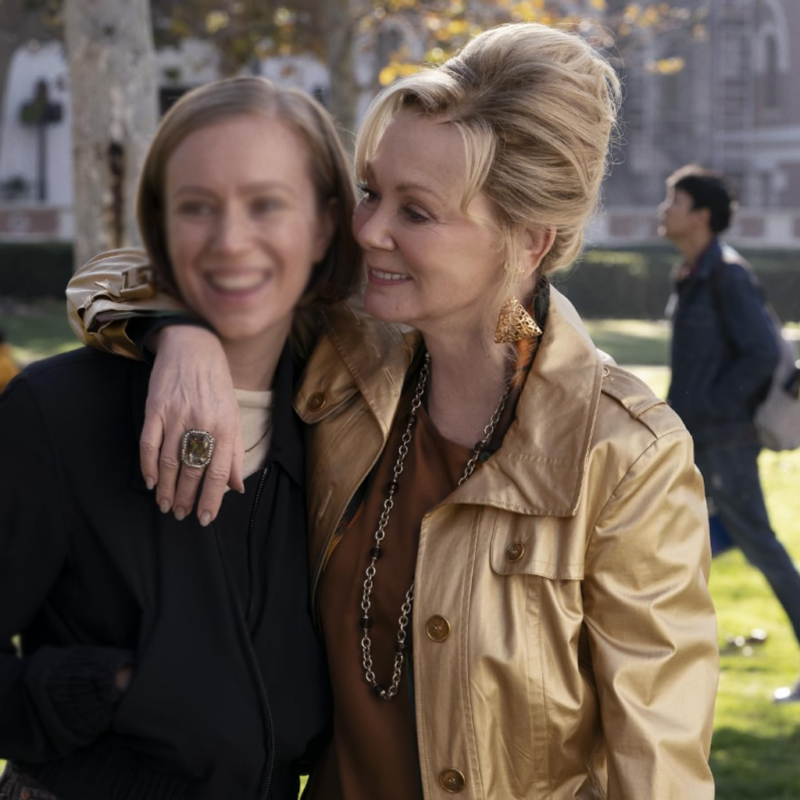 Hacks S05 Deborah Vance Gold Coat street style