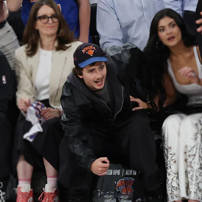 Knicks Playoff Courtside Date TimothÃ©e Chalamet Jacket premium quality