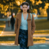 Off Campus S01 Hannah Wells Brown Coat model style