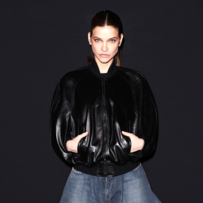 PFW Barbara Palvin Black Jacket front view