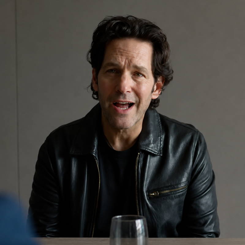 Power Ballad Paul Rudd Leather Jacket front view