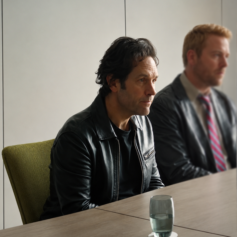 Power Ballad Paul Rudd Leather Jacket outfit look