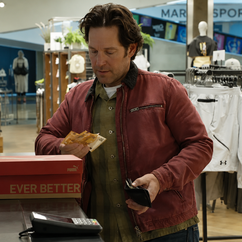 Power Ballad Paul Rudd Red Jacket outfit look