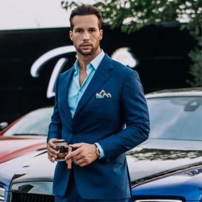 Tristan Tate Blue Suit front view