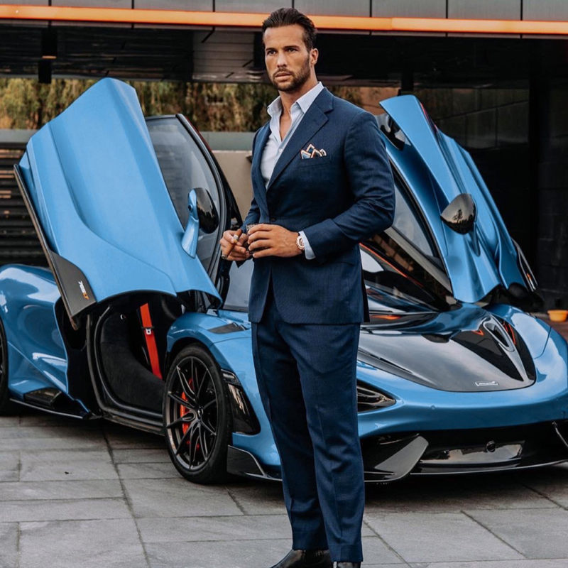 Tristan Tate Blue Suit outfit look