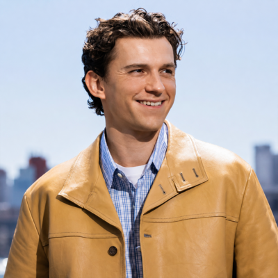 Press Tour Photocall Tom Holland Beige Jacket
