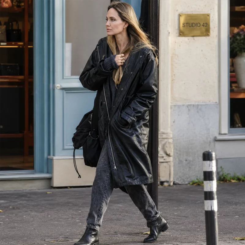 Couture 2026 Angelina Jolie Leather Coat