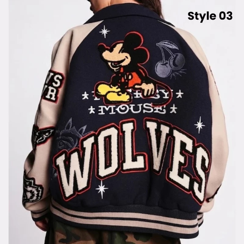 Mickey Mouse Wolves Letterman Jacket