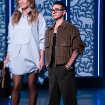 Project Runway 2026 Christian Siriano Suede Brown Jacket