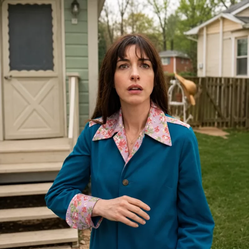 The End of Oak Street Anne Hathaway Blue Coat