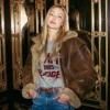 Aviator Gigi Hadid Brown Jacket