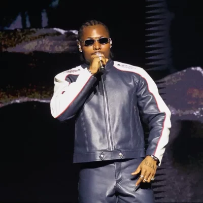 God We Trust Tour 2026 Asake Blue Leather Jacket